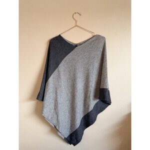 Beryll 100% Cashmere Colorblock Asymmetric Poncho Sweater Gray OS $550